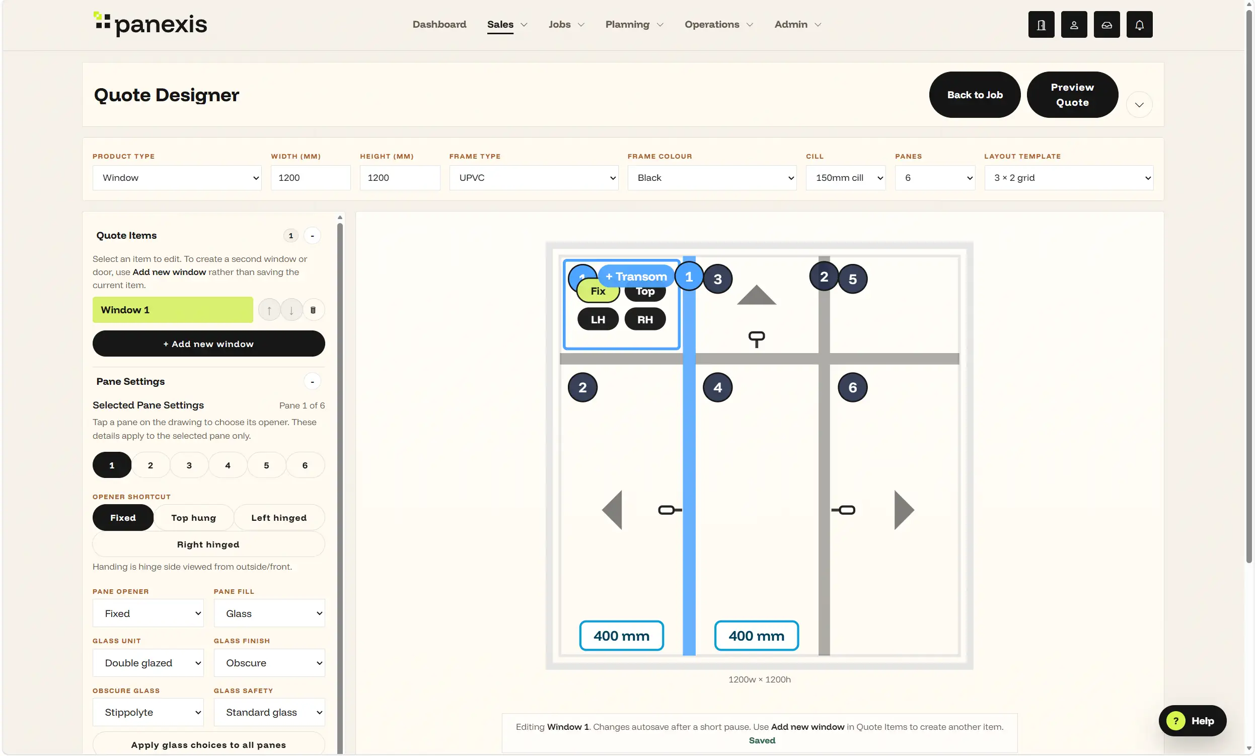 Quote visuals, product choices, and pricing in one screen.